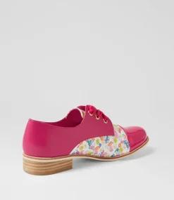 Women I LOVE BILLY Flats-Hannie Lipstick White Party Multi Lace Up Flats