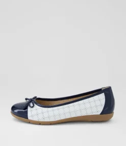 Women SUPERSOFT Comfort|Flats-Hannie Navy White Patent Leather Flat Shoes