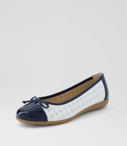 Women SUPERSOFT Comfort|Flats-Hannie Navy White Patent Leather Flat Shoes