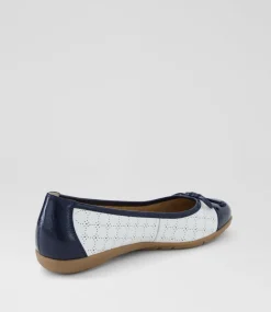 Women SUPERSOFT Comfort|Flats-Hannie Navy White Patent Leather Flat Shoes
