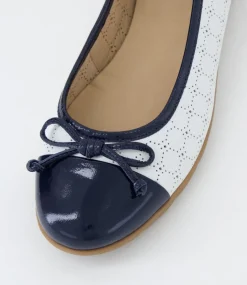 Women SUPERSOFT Comfort|Flats-Hannie Navy White Patent Leather Flat Shoes