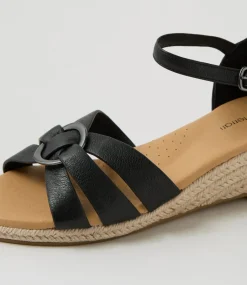 Women DIANA FERRARI Heels|Sandals-Hanoi Black Leather Sandals