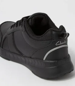 CLARKS Sport School Shoes|Junior School Shoes-Happen Jnr Lace E Black Sneakers