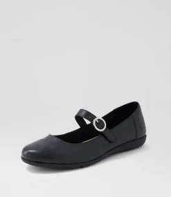 Women SUPERSOFT Comfort|Mary Janes-Hariet Black Leather Flat Shoes