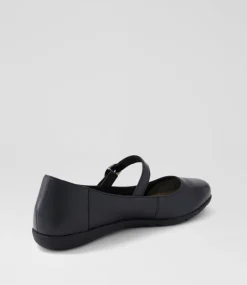 Women SUPERSOFT Comfort|Mary Janes-Hariet Black Leather Flat Shoes