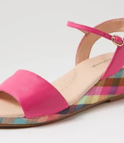 Women DIANA FERRARI Heels-Harissyn Fuchsia Picnic Print Leather Sandals