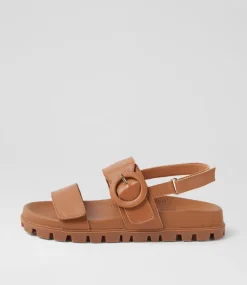 Women SUPERSOFT Flats|Sandals-Harmonae Dark Tan Leather Sandals