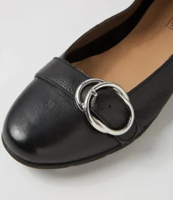 Women SUPERSOFT Comfort|Flats-Harper Black Leather Flat Shoes