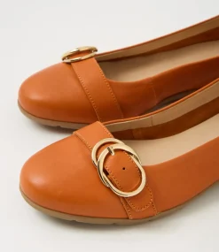 Women SUPERSOFT Comfort|Flats-Harper Burnt Orange Leather Flat Shoes