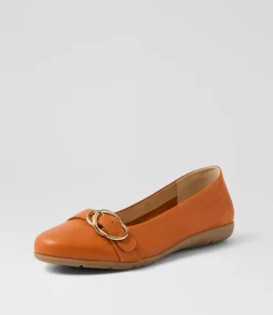 Women SUPERSOFT Comfort|Flats-Harper Burnt Orange Leather Flat Shoes