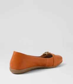 Women SUPERSOFT Comfort|Flats-Harper Burnt Orange Leather Flat Shoes