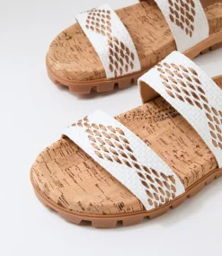 Women SUPERSOFT Comfort|Flats-Harriets White Cork Patent Synthetic Sandals