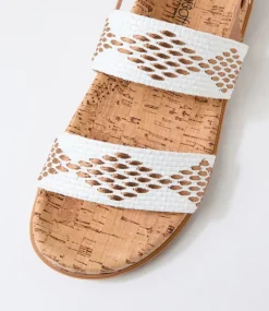Women SUPERSOFT Comfort|Flats-Harriets White Cork Patent Synthetic Sandals