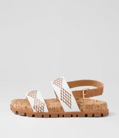 Women SUPERSOFT Comfort|Flats-Harriets White Cork Patent Synthetic Sandals