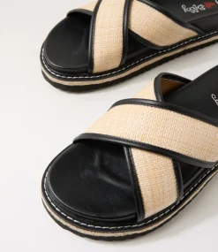 Women I LOVE BILLY Flats|Sandals-Harshini Black Natural Sandals