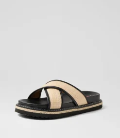 Women I LOVE BILLY Flats|Sandals-Harshini Black Natural Sandals
