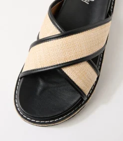 Women I LOVE BILLY Flats|Sandals-Harshini Black Natural Sandals