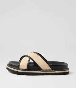 Women I LOVE BILLY Flats|Sandals-Harshini Black Natural Sandals