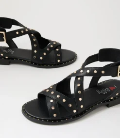 Women I LOVE BILLY Flats|Sandals-Hartella Black Sandals