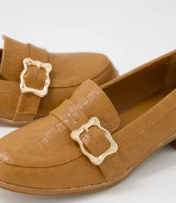 Women I LOVE BILLY Flats-Hasha Tan Weave Emboss Flat Shoes