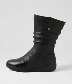 Women SUPERSOFT Boots-Hatie W Black Leather Calf Boots