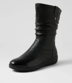 Women SUPERSOFT Boots-Hatie W Black Leather Calf Boots