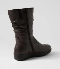 Women SUPERSOFT Boots|Comfort-Hatie W Dark Brown Leather Calf Boots