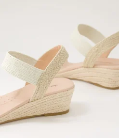 Women DIANA FERRARI Espadrilles|Wedges-Havan Cream Weave Elastic Sandals