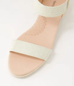Women DIANA FERRARI Espadrilles|Wedges-Havan Cream Weave Elastic Sandals