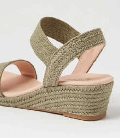 Women DIANA FERRARI Wedges|Heels-Havan Khaki Weave Elastic Sandals