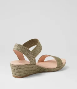 Women DIANA FERRARI Wedges|Heels-Havan Khaki Weave Elastic Sandals