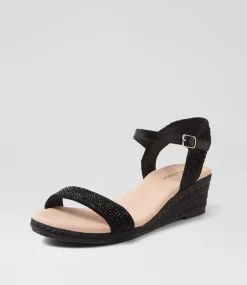 Women DIANA FERRARI Sandals|Heels-Havarna Black Jewel Leather Sandals