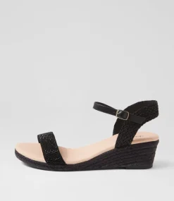 Women DIANA FERRARI Sandals|Heels-Havarna Black Jewel Leather Sandals