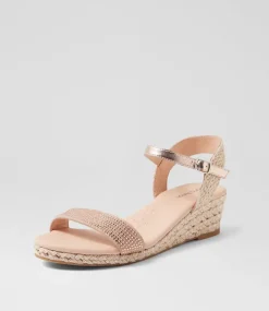 Women DIANA FERRARI Heels|Sandals-Havarna Rose Gold Jewel Leather Sandals