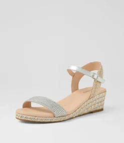 Women DIANA FERRARI Heels|Sandals-Havarna Silver Jewel Leather Sandals
