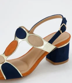 Women I LOVE BILLY Heels|Sandals-Hayton Navy Multi Microsuede Sandals