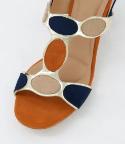 Women I LOVE BILLY Heels|Sandals-Hayton Navy Multi Microsuede Sandals