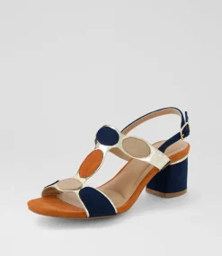 Women I LOVE BILLY Heels|Sandals-Hayton Navy Multi Microsuede Sandals
