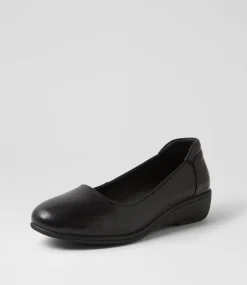 Women SUPERSOFT Comfort|Heels-Heidei Black Leather Heels