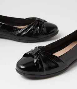 Women SUPERSOFT Comfort|Flats-Hersay Black Crinkle Patent Flat Shoes