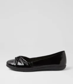 Women SUPERSOFT Comfort|Flats-Hersay Black Crinkle Patent Flat Shoes