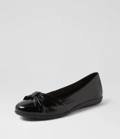 Women SUPERSOFT Comfort|Flats-Hersay Black Crinkle Patent Flat Shoes