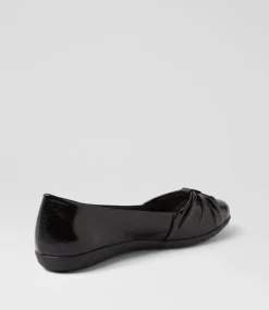 Women SUPERSOFT Comfort|Flats-Hersay Black Crinkle Patent Flat Shoes