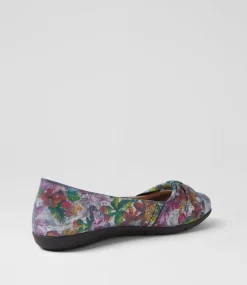 Women SUPERSOFT Comfort|Flats-Hersay Navy Painted Floral Leather Flat Shoes