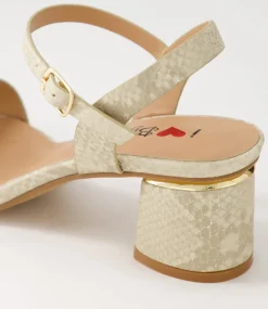 Women I LOVE BILLY Heels|Sandals-Heyyo Beige Snake Metallic Sandals