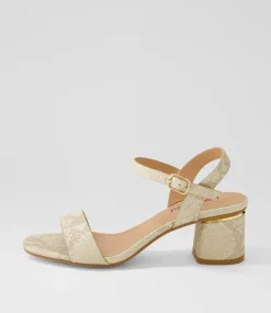 Women I LOVE BILLY Heels|Sandals-Heyyo Beige Snake Metallic Sandals