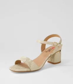 Women I LOVE BILLY Heels|Sandals-Heyyo Beige Snake Metallic Sandals