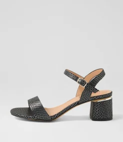 Women I LOVE BILLY Heels|Sandals-Heyyo Black Silver Snake Sandals