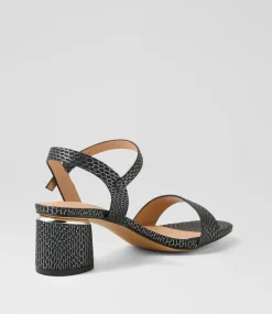 Women I LOVE BILLY Heels|Sandals-Heyyo Black Silver Snake Sandals