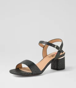 Women I LOVE BILLY Heels|Sandals-Heyyo Black Silver Snake Sandals
